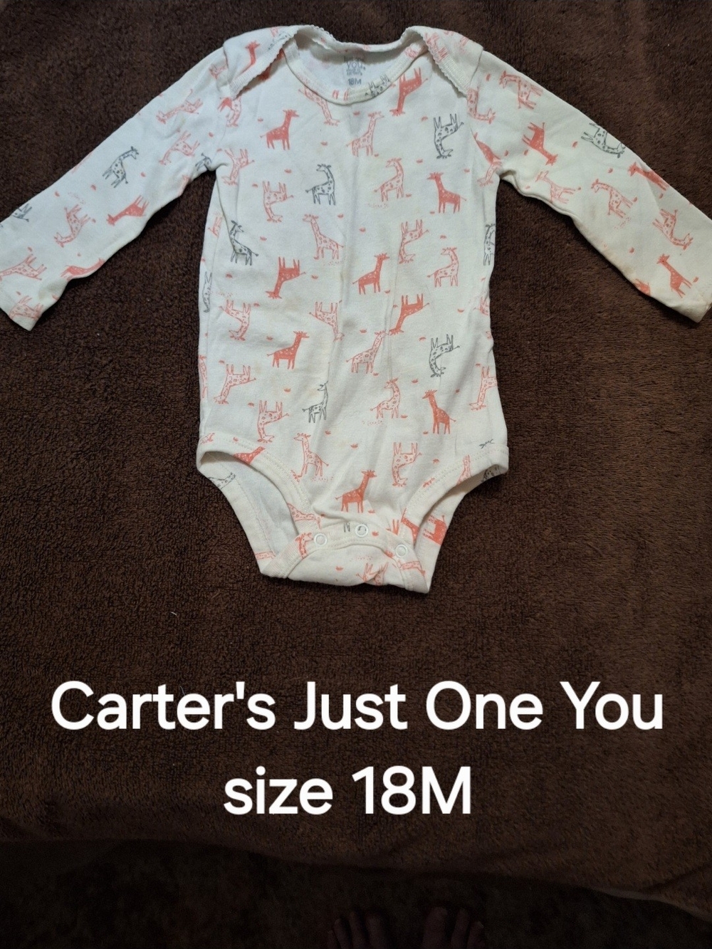 Carter's White Long-Sleeve Onesie with Pink Giraffe Print